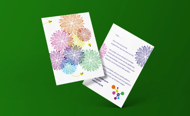 Grafisch ontwerp voor een begeleidend kaartje bij een zakje met zaadjes&nbsp;
